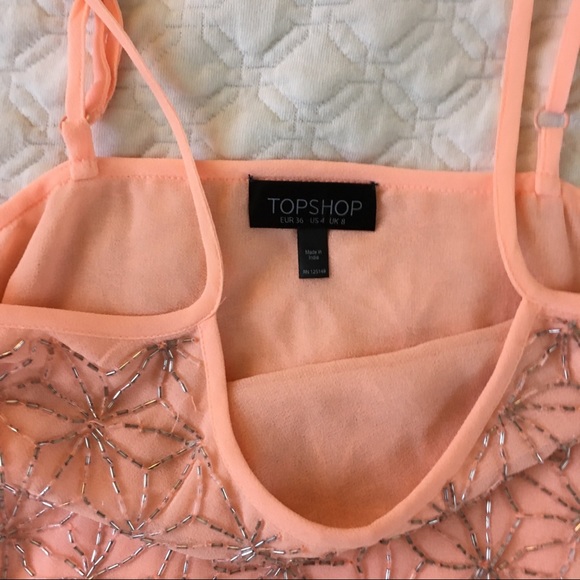 Topshop Beaded Flower Embellished Crop Cami Top - Picture 5 of 8